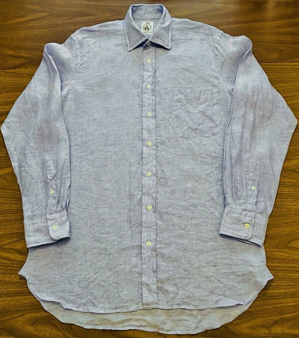 Cordings 100% Linen Cornflower Blue Long-Sleeve Button-Up Shirt - 15.5 (39) M
